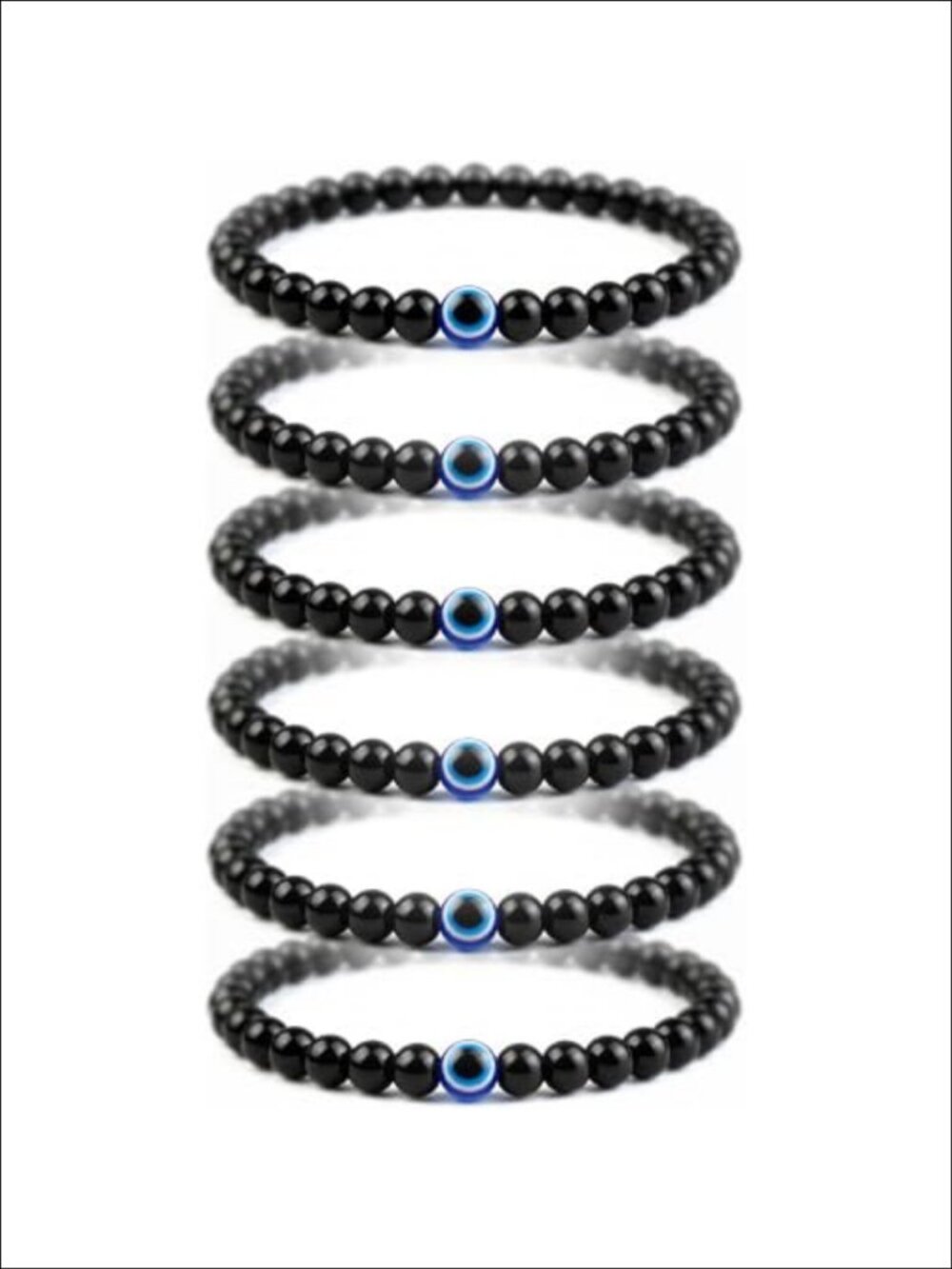 Men's Natural Stone Beaded Bracelet Set Lava Rock Evil Eye Stretch Gift